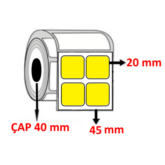 Sarı Renkli 45 mm x 20 mm YY2 Lİ Barkod Etiketi ÇAP 40 mm ( 6 Rulo ) 38.000  ADET