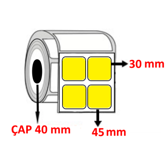 Sarı Renkli 45 mm x 30 mm YY2 Lİ Barkod Etiketi ÇAP 40 mm ( 6 Rulo ) 18.000  ADET