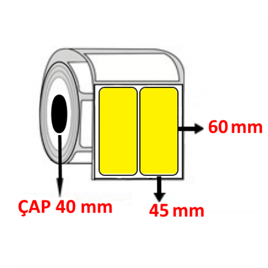 Sarı Renkli 45 mm x 60 mm Barkod Etiketi ÇAP 40 mm ( 6 Rulo ) 9.000  ADET