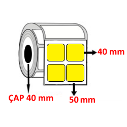 Sarı Renkli 50 mm x 40 mm YY2 Lİ Barkod Etiketi ÇAP 40 mm ( 6 Rulo ) 18.000  ADET