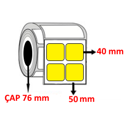 Sarı Renkli 50 mm x 40 mm YY2 Lİ Barkod Etiketi ÇAP 76 mm ( 6 Rulo ) 42.000  ADET