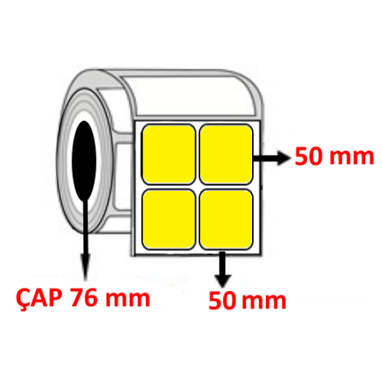 Sarı Renkli 50 mm x 50 mm YY2 li Barkod Etiketi ÇAP 76 mm ( 6 Rulo ) 36.000  ADET