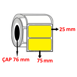 Sarı Renkli 75 mm x 25 mm Barkod Etiketi ÇAP 76 mm ( 6 Rulo ) 36.000  ADET
