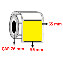 Sarı Renkli 95 mm x 65 mm Barkod Etiketi ÇAP 76 mm ( 6 Rulo ) 14.400 ADET