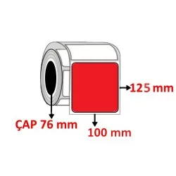 Kırmızı Renkli 100 mm x 125 mm Barkod Etiketi ÇAP 76 mm ( 6 Rulo ) 7.200 ADET
