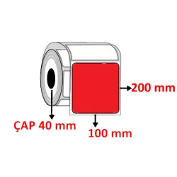 Kırmızı Renkli 100 mm x 200 mm Barkod Etiketi ÇAP 40 mm ( 6 Rulo ) 1800 ADET