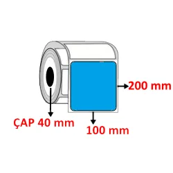 Mavi Renkli 100 mm x 200 mm Barkod Etiketi ÇAP 40 mm ( 6 Rulo ) 1.800 ADET